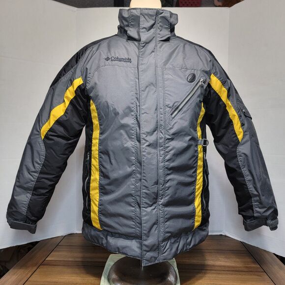 Columbia Youth Dark Grey & Yellow Heavy Zip Coat - Size 10/12